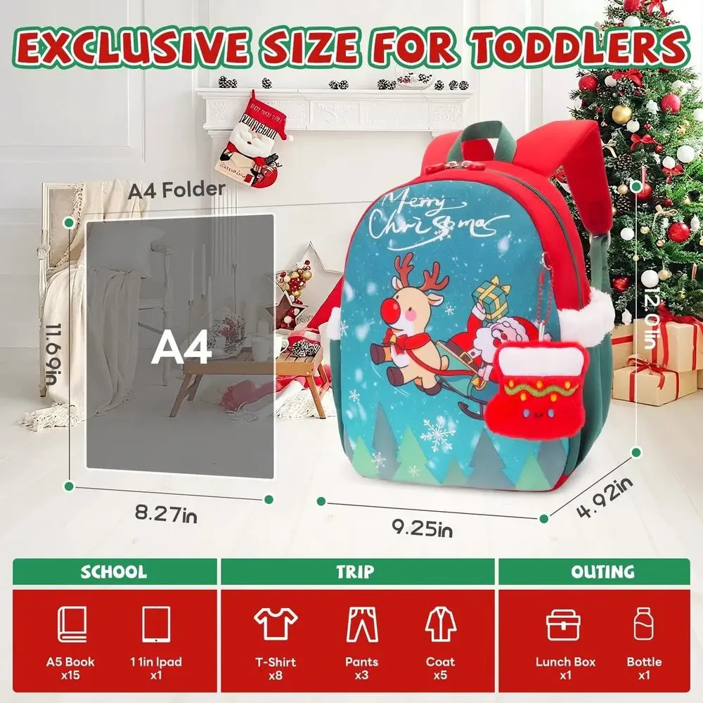 NWT SUN EIGHT Kids Christmas Backpack Santa Reindeer Glow in the Dark